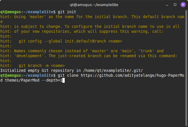 github init and cloning theme